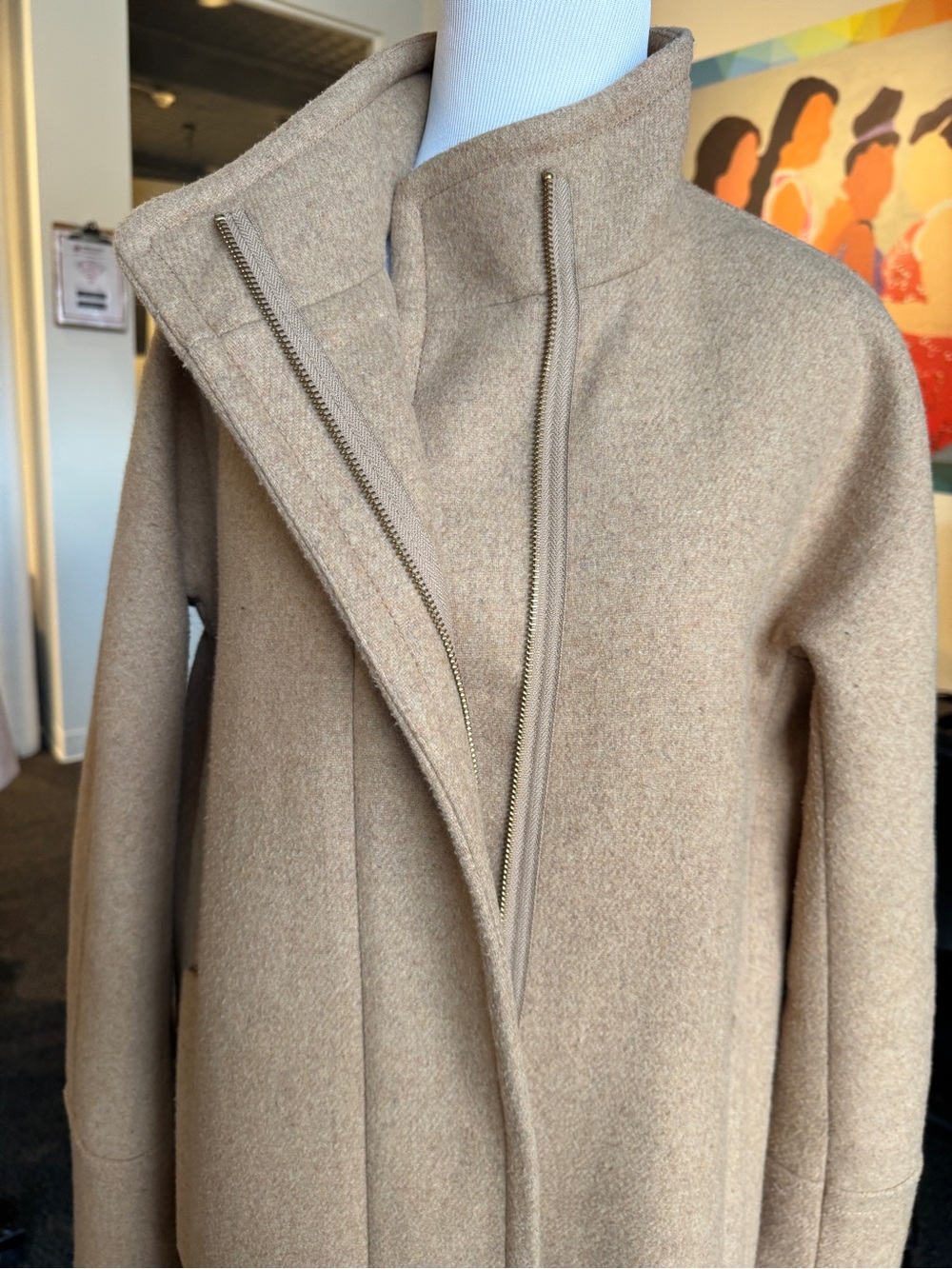 J. Crew Camel Wool Trench Coat with High Collar